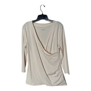 TravelSmith Cotton-Blend Pullover Faux Wrap Shirt with 3/4 Sleeves Size Medium